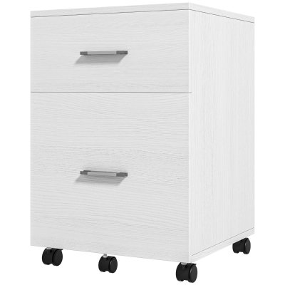 Vinsetto Mobile Filing Cabinet, Vertical File Cabinet with 2 Drawers, Wheels, for Letter or A4 File, White