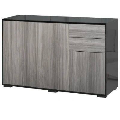 HOMCOM Kitchen Sideboard Storage Cabinet, Modern Coffee Bar with Push-Open Design and 2 Drawers for Living Room, Black