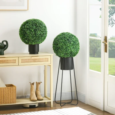 HOMCOM 2 Pack 15.75" Artificial Boxwood Topiary Balls