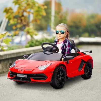 Aosom Lamborghini Kids Ride-On Car, Red, Easy Transport
