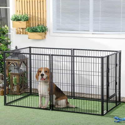 PawHut 6 Panel 32.5" - 59" x 32" Dog Playpen, Heavy Duty Pet Playpen for Indoor Outdoor, Small and Medium Dogs