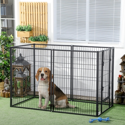 PawHut 6 Panel 32.5" - 59" x 40" Dog Playpen, Heavy Duty Pet Playpen for Indoor Outdoor, Small Medium and Large Dogs