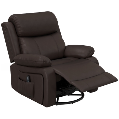 HOMCOM PU Leather Reclining Chair with Vibration Massage Recliner, Swivel Base, Rocking Function, Remote Control, Brown