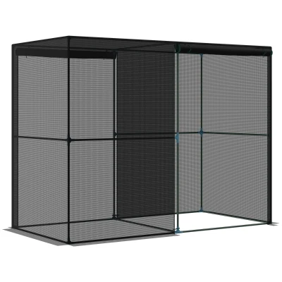 Outsunny 94.5''x47.25''x 72.75'' Heavy Duty Outdoor Greenhouse W/ Frame Garden Planting Warm House With Roll-Up Zipper Doors for Seedlings, Herbs, or Flowers , Black