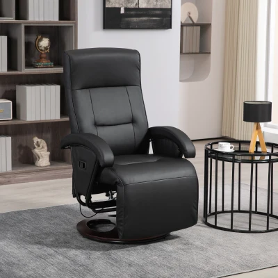 HOMCOM Swivel Recliner Chair with Footrest, Black