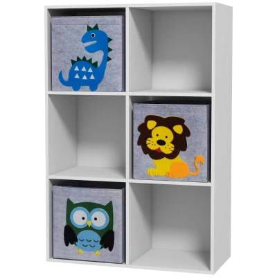 Qaba Toy Storage Organizer with 3 Nonwoven-Fabric Drawers for Children's Room, Playroom, Hallway, White