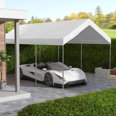 Outsunny 10x20ft UV Resistant Carport Canopy, White Cover