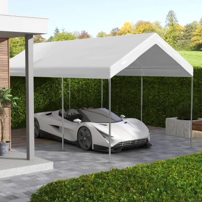 Outsunny 10x20ft UV Resistant Carport Canopy, White Cover