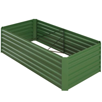 Outsunny Galvanized Raised Garden Bed, Steel Outdoor Planters with Reinforced Rods, 71" x 35" x 23", Green