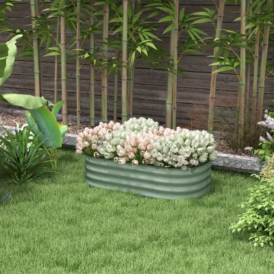 Outsunny 3.4' x 2' Galvanized Raised Garden Bed Kit, Green