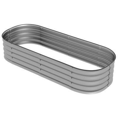 Outsunny 4.9 x 2 x 1ft Galvanized Raised Garden Bed Kit, Metal Planter Box with Safety Edging, Silver