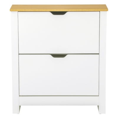 HOMCOM Shoe Storage Cabinet with 2 Flip Drawers and Adjustable Shelves for 6-12 Pairs of Shoes, White