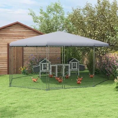 PawHut 17.1' Chicken Run for 19-25 Chickens with Cover
