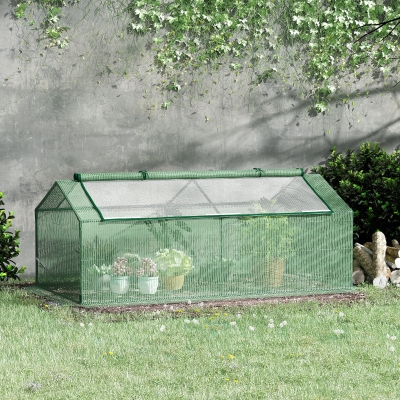 Outsunny Mini Greenhouse, Portable Garden Green House with Zipper Windows, PE Cover for Outdoor, Indoor, 71" x 36" x 28", Green