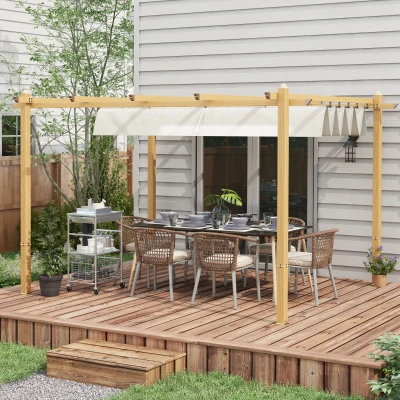 Outsunny 10' x 12' Retractable Pergola, Aluminum Sun Shade, Cream
