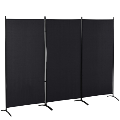 HOMCOM 6' 3 Panel Room Divider, Double Hinged Folding Wall Divider, Indoor Privacy Screen for Home Office, Black