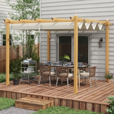 Outsunny 10' x 10' Aluminum Retractable Pergola, Cream Shade