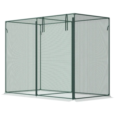 Outsunny 6.5 x 3.3ft Crop Cage, Garden Plant Protector with Single Zippered Door, Storage Bag and Ground Stakes, Green