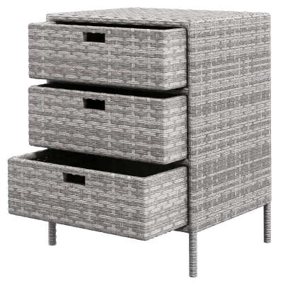 Outsunny Wicker Storage Cabinet, Outdoor Towel Rack, Gray