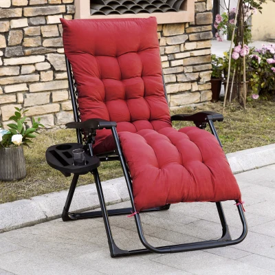 Outsunny Folding Zero Gravity Chair, Recliner with Cup Holder, Red