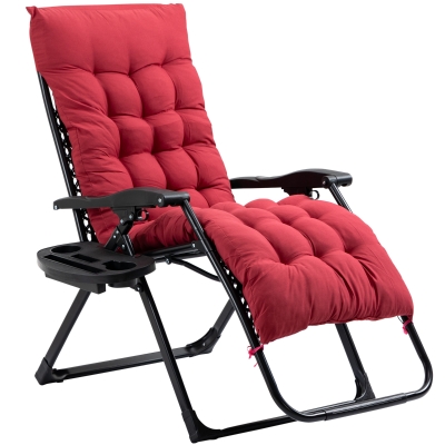 Outsunny Folding Zero Gravity Chair, Recliner with Cup Holder, Red