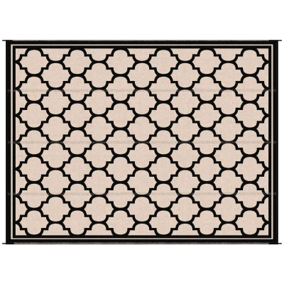 Outsunny 9'x12' Reversible Outdoor RV Rug, Patio Floor Mat, Plastic Straw Rug for Backyard, Deck, Beach, Camping, Black