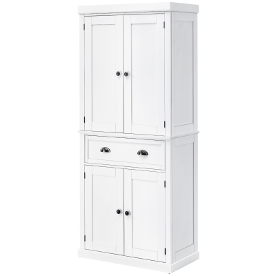 HOMCOM 72.5" Kitchen Pantry Cabinet with Doors & Shelves, White
