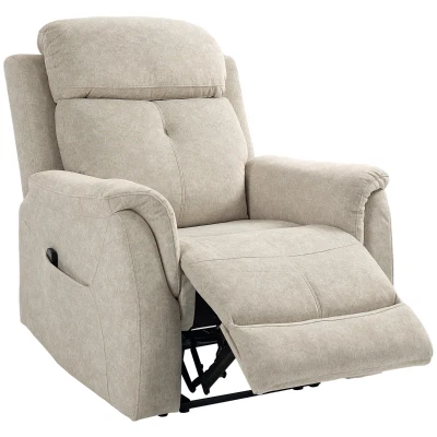 HOMCOM Manual Recliner Chair with Vibration Massage, Reclining Chair for Living Room with Side Pockets, Beige