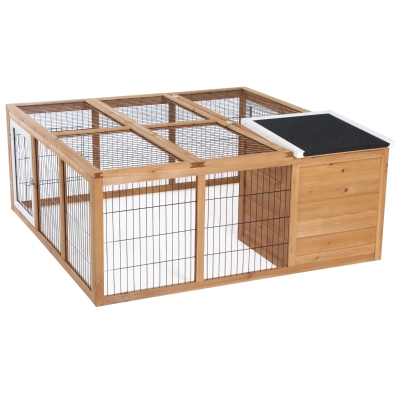 PawHut Waterproof Rabbit Hutch for Small Animals, Natural