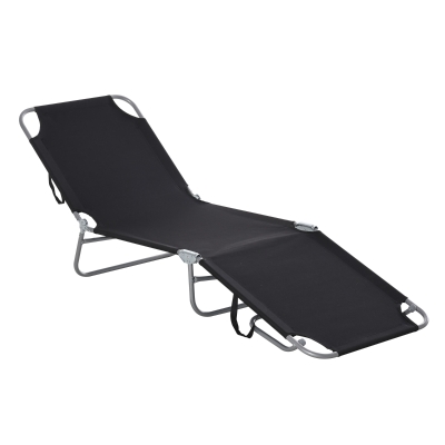 Outsunny Outdoor Folding Chaise Lounge, Reclining Lounge Chair with Adjustable Backrest and Breathable Mesh Fabric, Black
