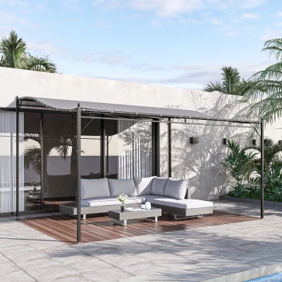 Outsunny 10' x 13' Steel Outdoor Pergola Gazebo, Gray