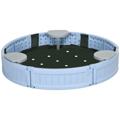 Outsunny Kids Outdoor Sandbox with Cover, Bottom Fabric Liner, for 3-12 Years, Light Blue