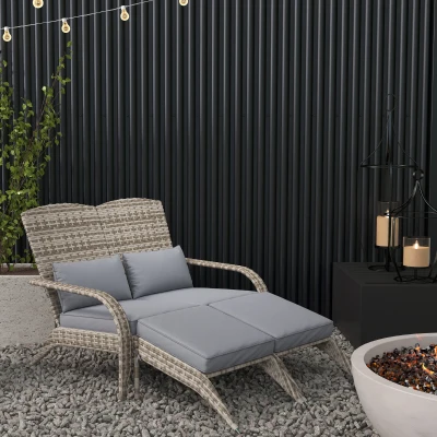 Rattan Adirondack Chair 45.25" x 32.25" x 35.5" Gray