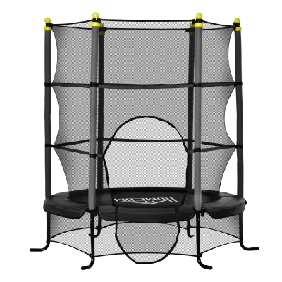 Soozier 5.3' Kids Trampoline with Safety Enclosure, Black
