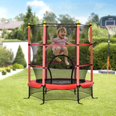 Soozier 5.3' Kids Trampoline with Safety Enclosure, Red