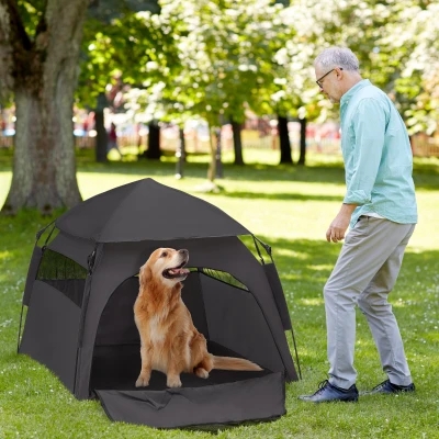 PawHut Pop Up Dog Tent for Large Dogs, Dark Gray