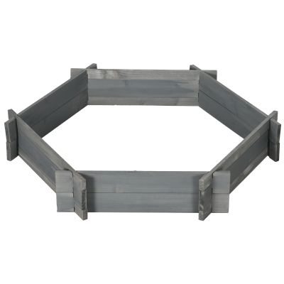 Outsunny 39" x 36" Screwless Hexagon Planter Box, Raised Garden Bed, Herb Garden for Vegetables, Flowers, Grey
