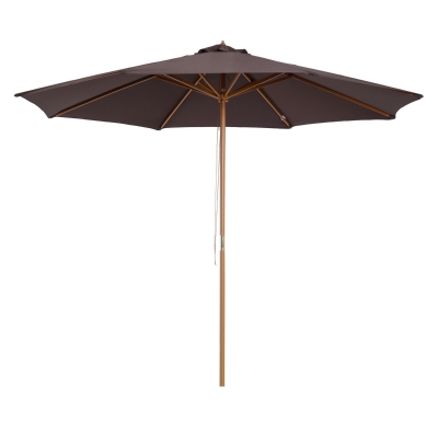 Outsunny 10' x 8' Wooden Patio Umbrella Garden Parasol Outdoor Sunshade Canopy with Bamboo Rib for Outdoor Coffee