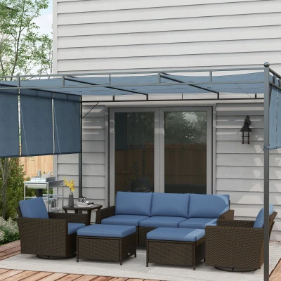 Outsunny 6-Piece Rattan Patio Set, 3-Seater Sofa, Coffee