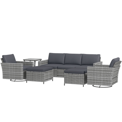 Outsunny Outdoor Wicker Conversation Set with Cushions, Gray