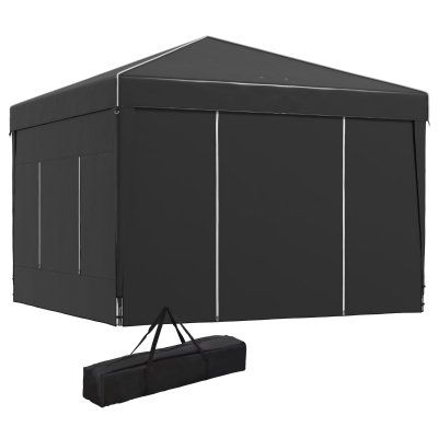 Outsunny 9.7' Pop Up Canopy Tent, Portable with Sidewalls, Black