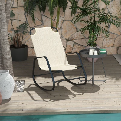 Outsunny Rocking Chair, Light Brown Outdoor Patio Furniture
