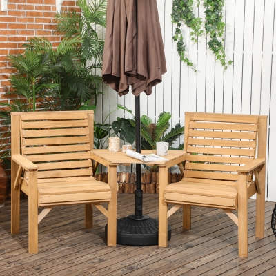 Outsunny 3Pcs Outdoor Bench Set for Backyard, Balcony, Light Brown