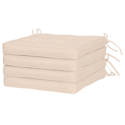 Outsunny Replacement Cushions for Rattan Furniture, 4 Piece Outdoor Seat Cushion Pad for Patio Set, Cream White