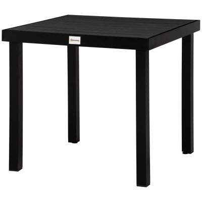 Outsunny Patio Dining Table for 4, Square Aluminum Outdoor Table for Garden Lawn Backyard, Black