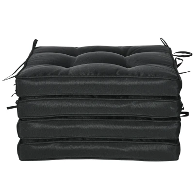 Outsunny Replacement Cushions for Rattan Furniture, 4 Piece Outdoor Seat Cushion Pad for Patio Set, Black