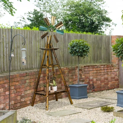 Outsunny Windmill Weather Vane, Steel Head with Shelf