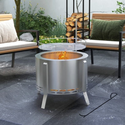 Fire Pit 19" Dia. x 16.5" H Silver