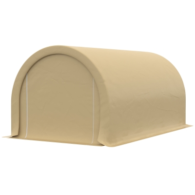 Outsunny 10' x 16' Heavy Duty Portable Carport Tent with Zippered Door, PE Cover for Car, Boat, Motorcycle, Bike, Beige