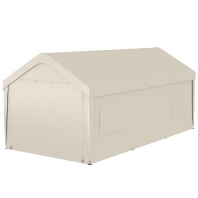 Outsunny 10' x 20' Heavy-Duty Carport, Portable Garage, Tan